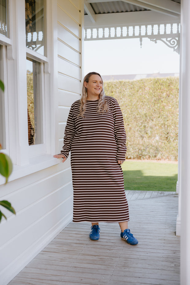 Lauren Dress - Chocolate Stripe