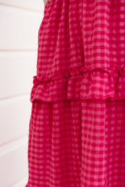 Vienna Dress - Red/Pink Check