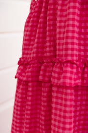 Vienna Dress - Red/Pink Check