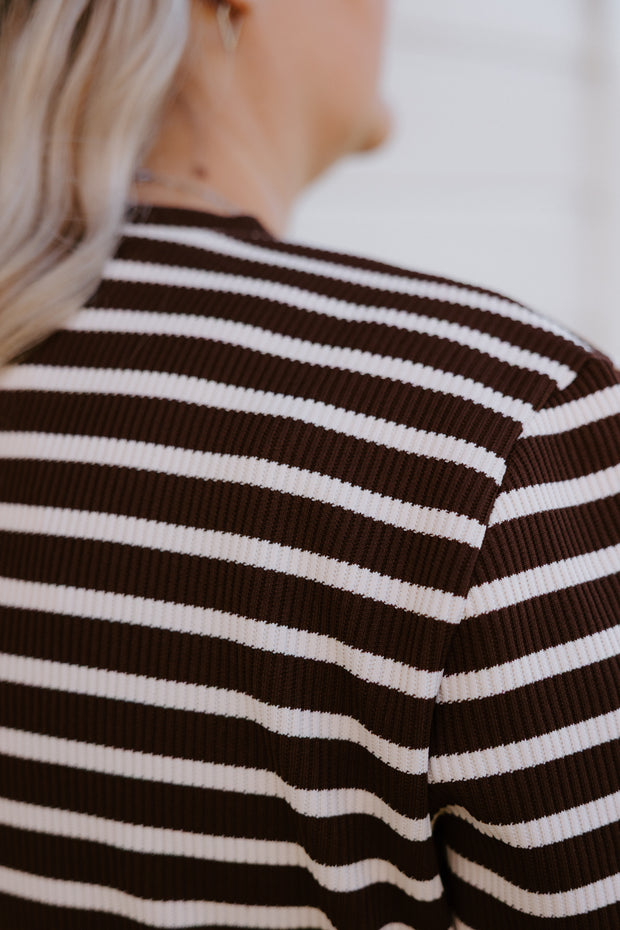 Lauren Dress - Chocolate Stripe