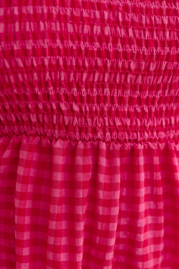 Vienna Dress - Red/Pink Check