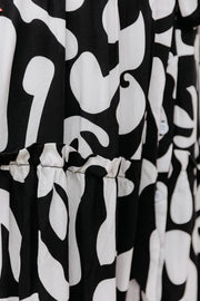 Tess Dress - Black/White Abstract