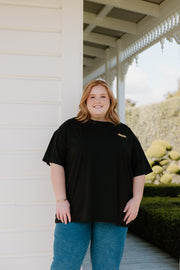 Oversized Tee - Black w Sardine