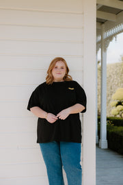 Oversized Tee - Black w Sardine