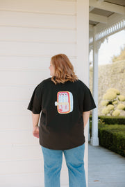 Oversized Tee - Black w Sardine