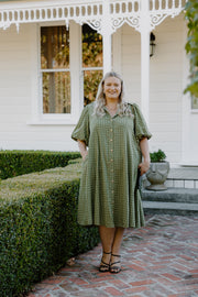 James Dress - Green Grid