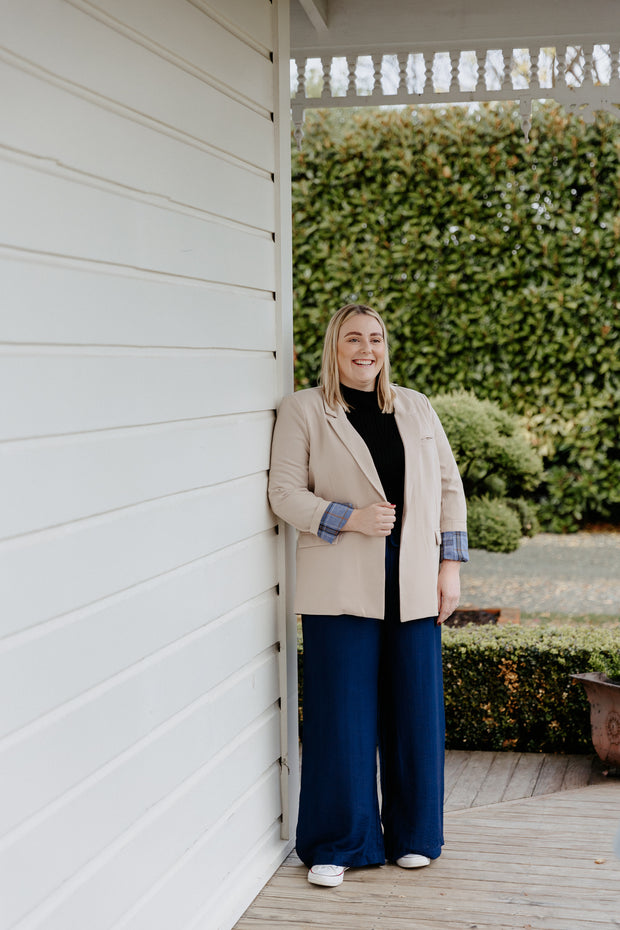 Boyfriend Blazer - Caramilk/Blue Check