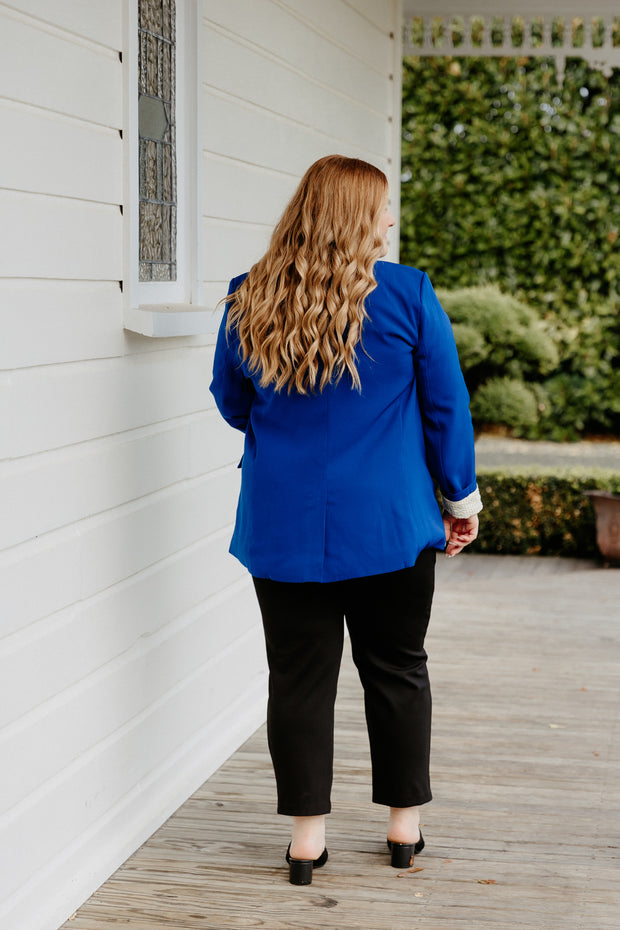 Boyfriend Blazer - Cobalt/Neon Yellow Stripe