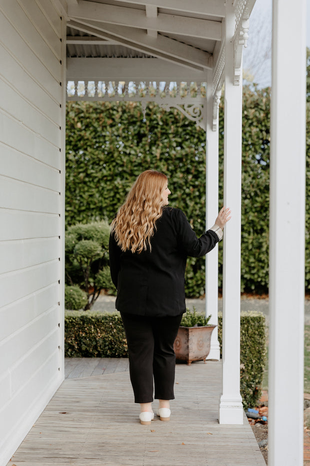 Boyfriend Blazer - Black/Beige Plaid