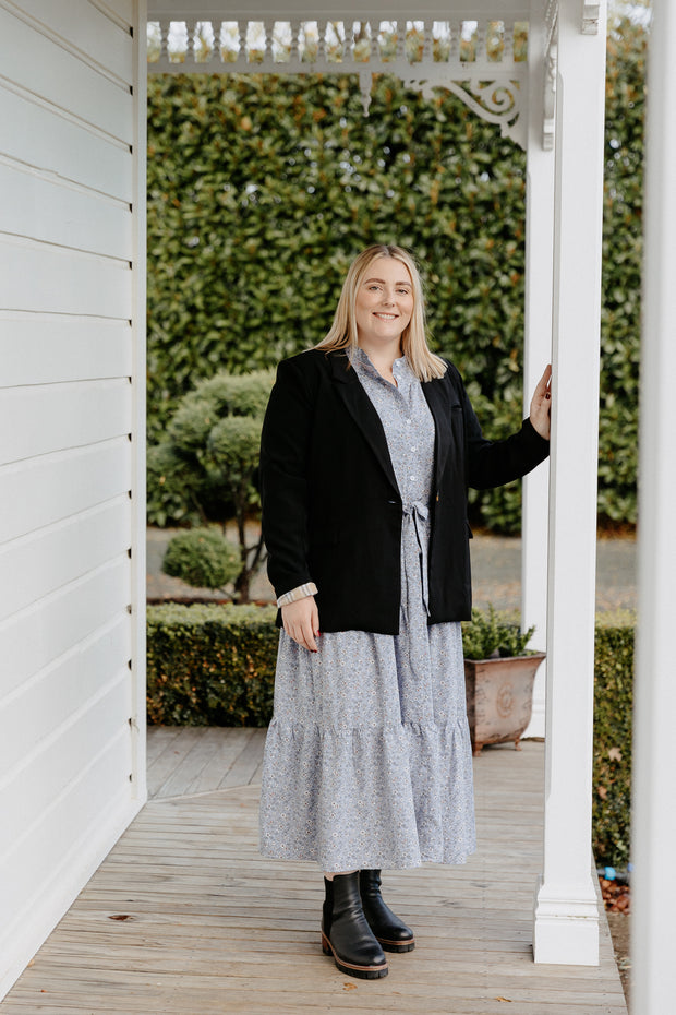 Boyfriend Blazer - Black/Beige Plaid