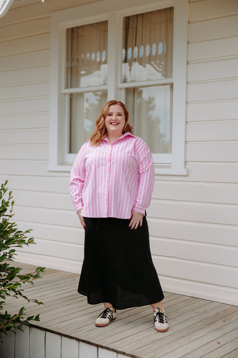 Classic Shirt - Pink w White Stripe – Ruby & Rain