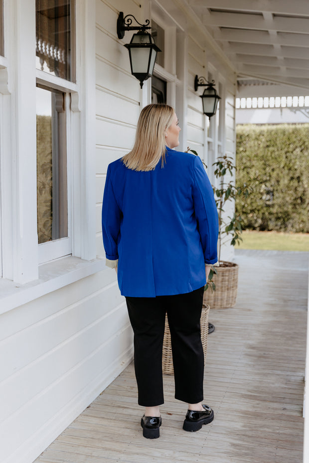 Boyfriend Blazer - Cobalt/Neon Yellow Stripe