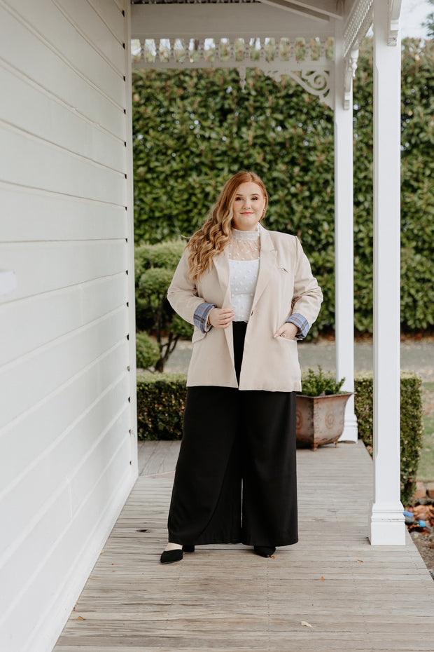 Boyfriend Blazer - Caramilk/Blue Check