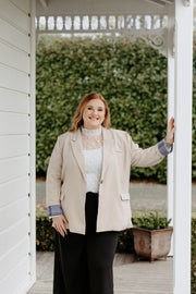 Boyfriend Blazer - Caramilk/Blue Check