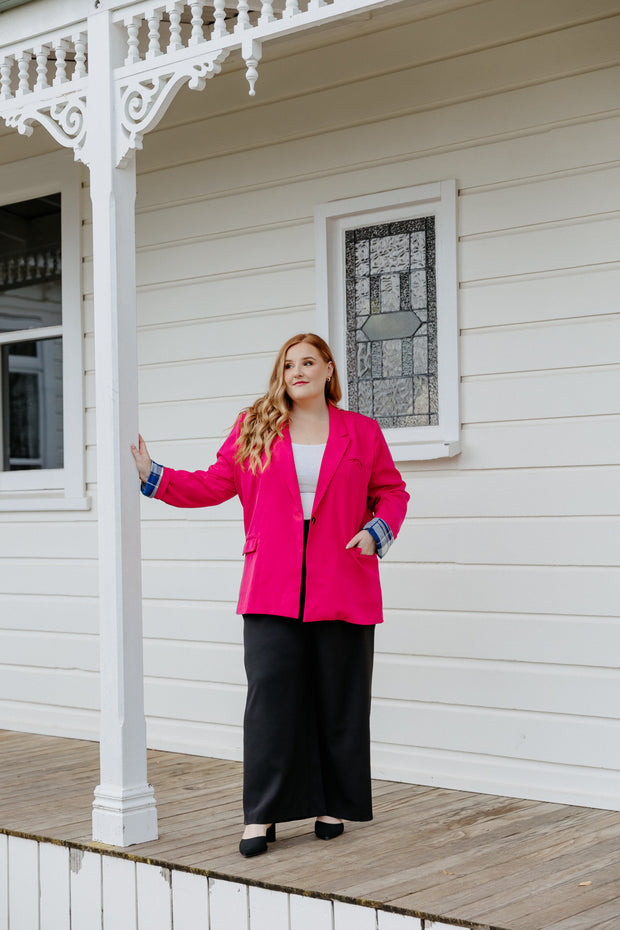 Boyfriend Blazer - Pink/Pink Plaid