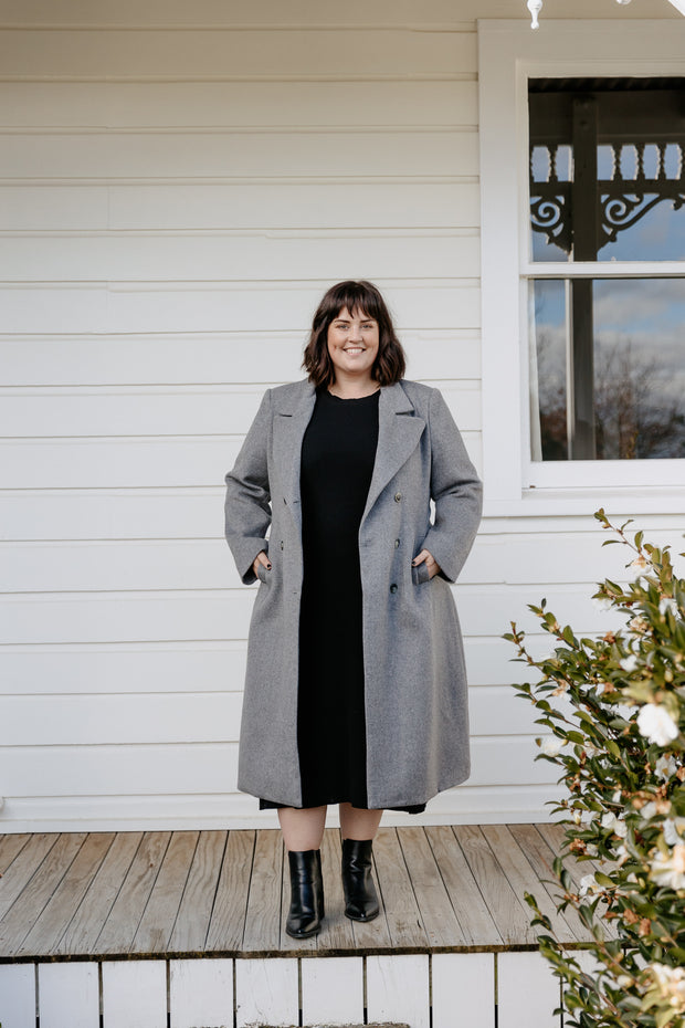 Wool Long Coat - Dark Grey