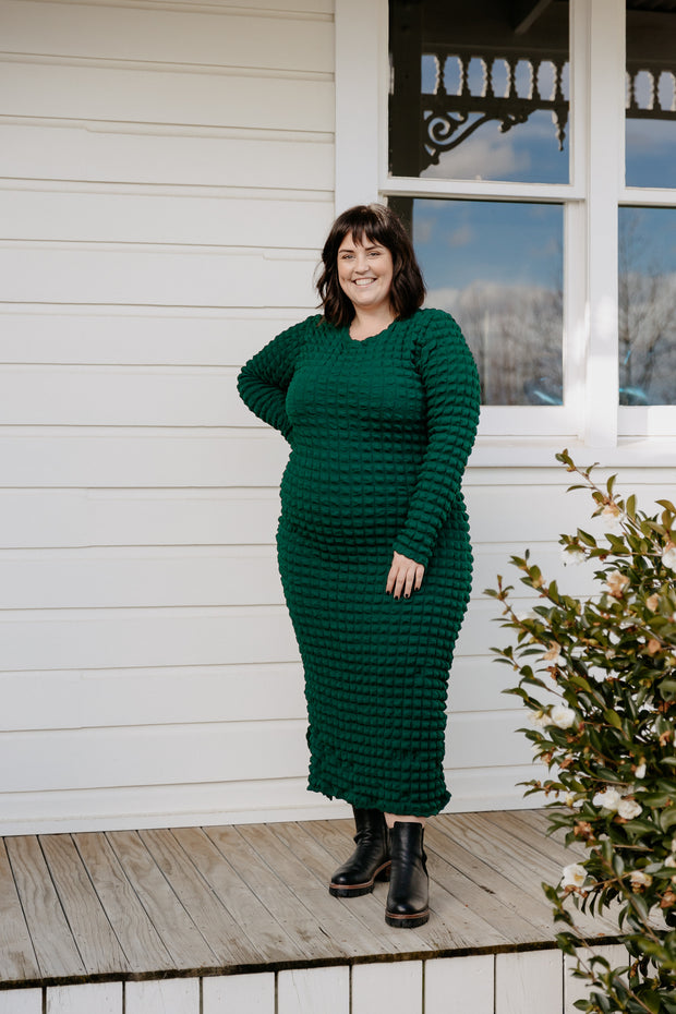 Elle Dress - Green Bubble