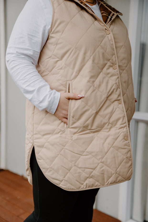 Quilted Vest - Cream/Beige