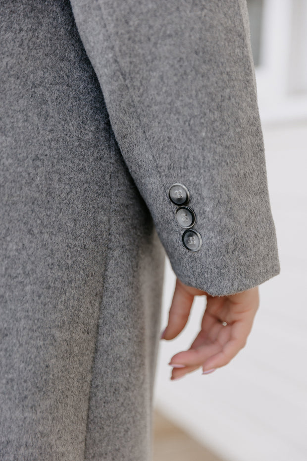 Wool Long Coat - Dark Grey
