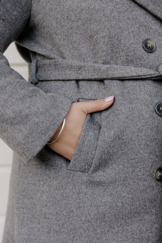 Wool Long Coat - Dark Grey