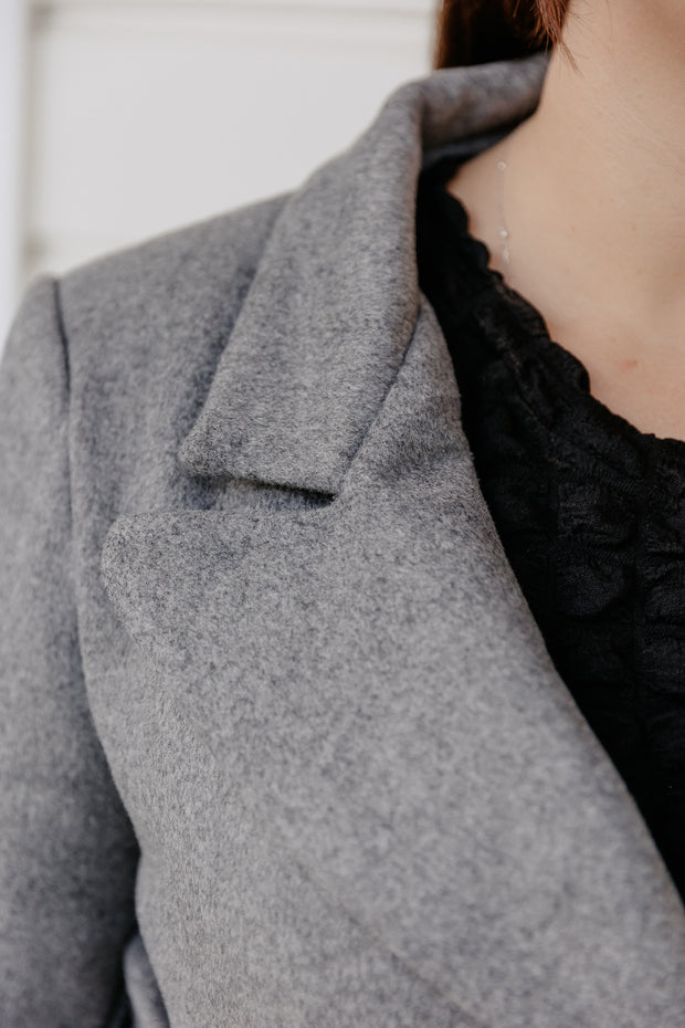 Wool Long Coat - Dark Grey