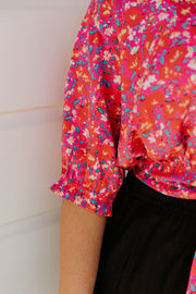 Lucy Top - Pink Abstract floral