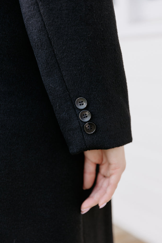 Wool Long Coat - Black