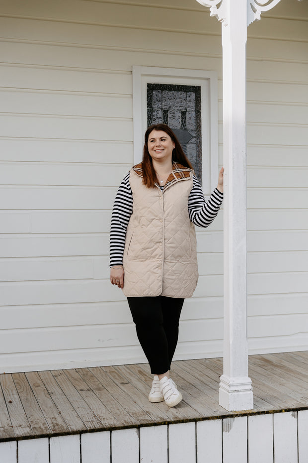 Quilted Vest - Cream/Beige