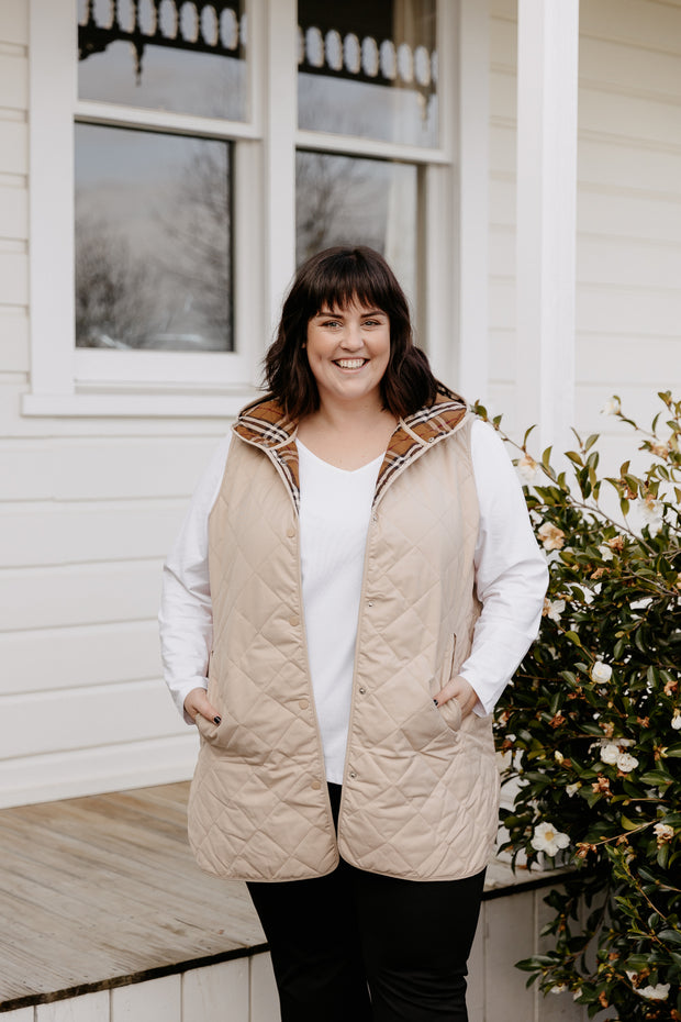 Quilted Vest - Cream/Beige