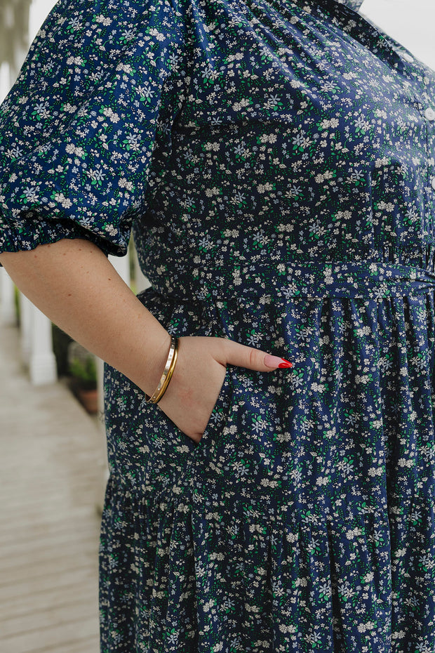 August Dress - Navy Floral