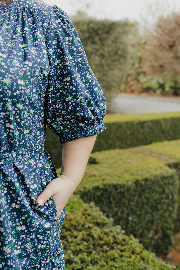 August Dress - Navy Floral