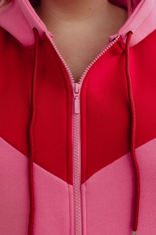 Zip Hoodie - Pink/Red