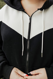 Zip Hoodie - Black/White