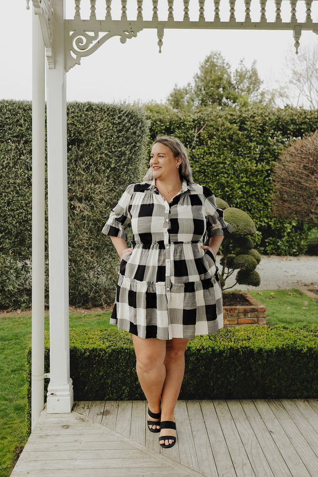 Bri Dress - Black & White Check