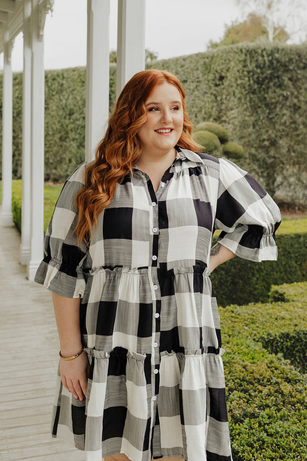 Bri Dress - Black & White Check