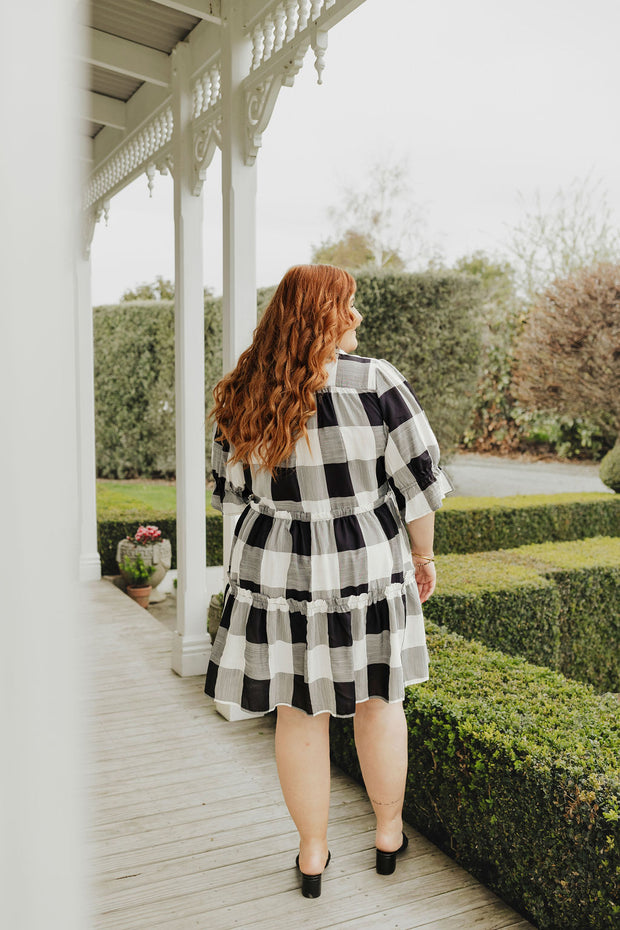 Bri Dress - Black & White Check