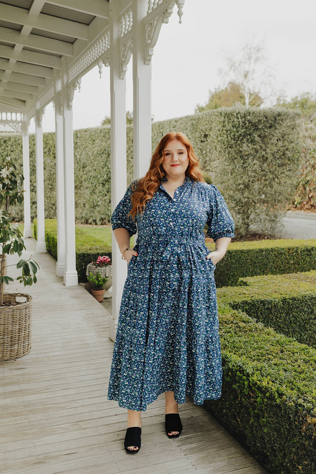 August Dress - Navy Floral