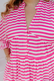 Meadow Dress - Pink Stripe