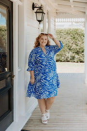 Meadow Dress - Blue/White Abstract