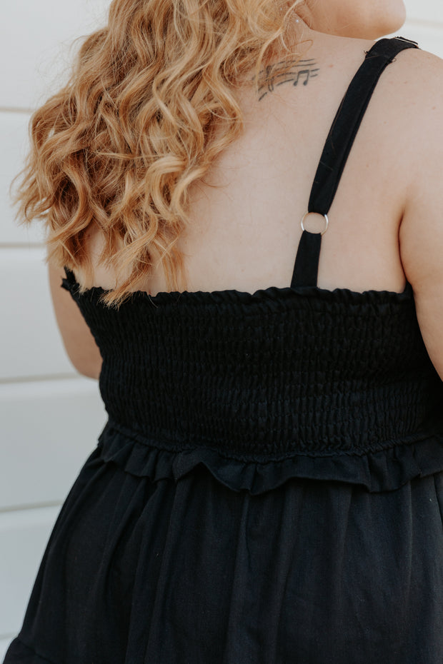 Dotti Dress - Black Linen